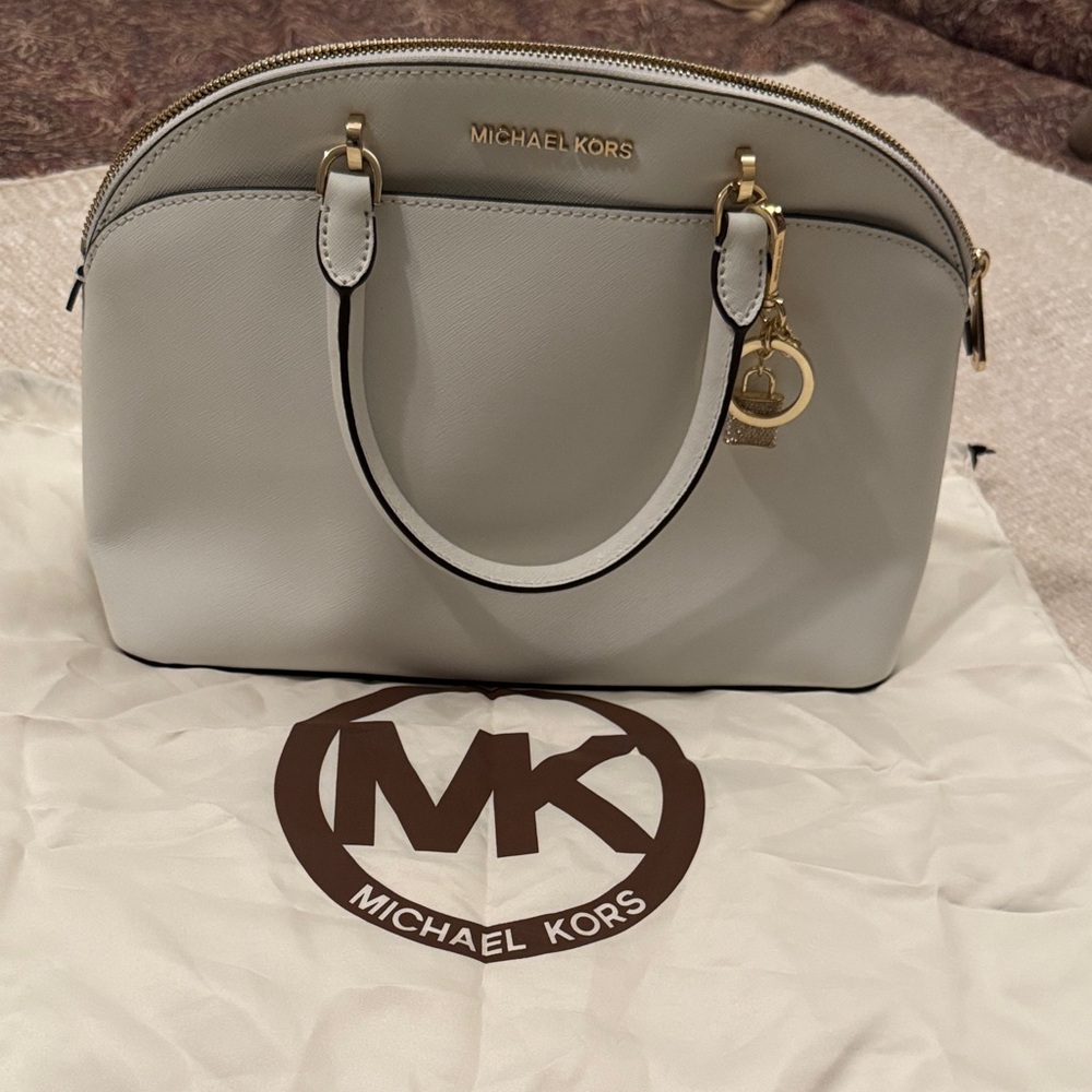 Michael Kors Optic White Emmy Large Dome Satchel